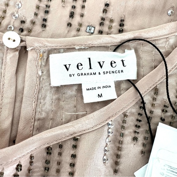 ANTHROPOLOGIE x Velvet Jonelle Beaded Sequins Viscose Boho Top Blouse Sz M NWT - Picture 10 of 14